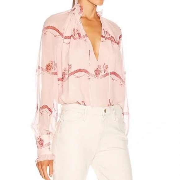 JONATHAN SIMKHAI Monica Rose Pink Floral Top size small - Picture 3 of 10